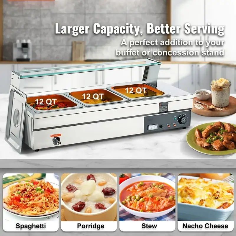 VEVOR Commercial Food Warmer 24QT Bain Marie 1200W Electric Buffet Warmer  Food Warmer for Parties Catering Restaurant - AliExpress