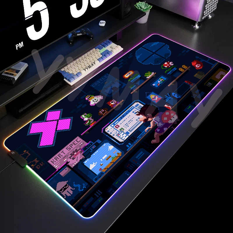 thumbnail image 1 of Alfombrilla de ratón RGB Neon City, alfombrillas de ratón grandes para juegos, alfombrillas de ratón luminosas, alfombrilla de ratón LED grande, alfombrilla de escritorio, alfombrillas de teclado retr, 1 of 4