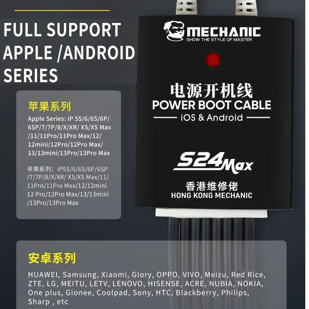 MECHANIC S24 Max Power Supply Test Cable For iPhone 5S-13Pro Max And Android Mobile Phone Boot Line Power Supply Cord mobile phone test cable