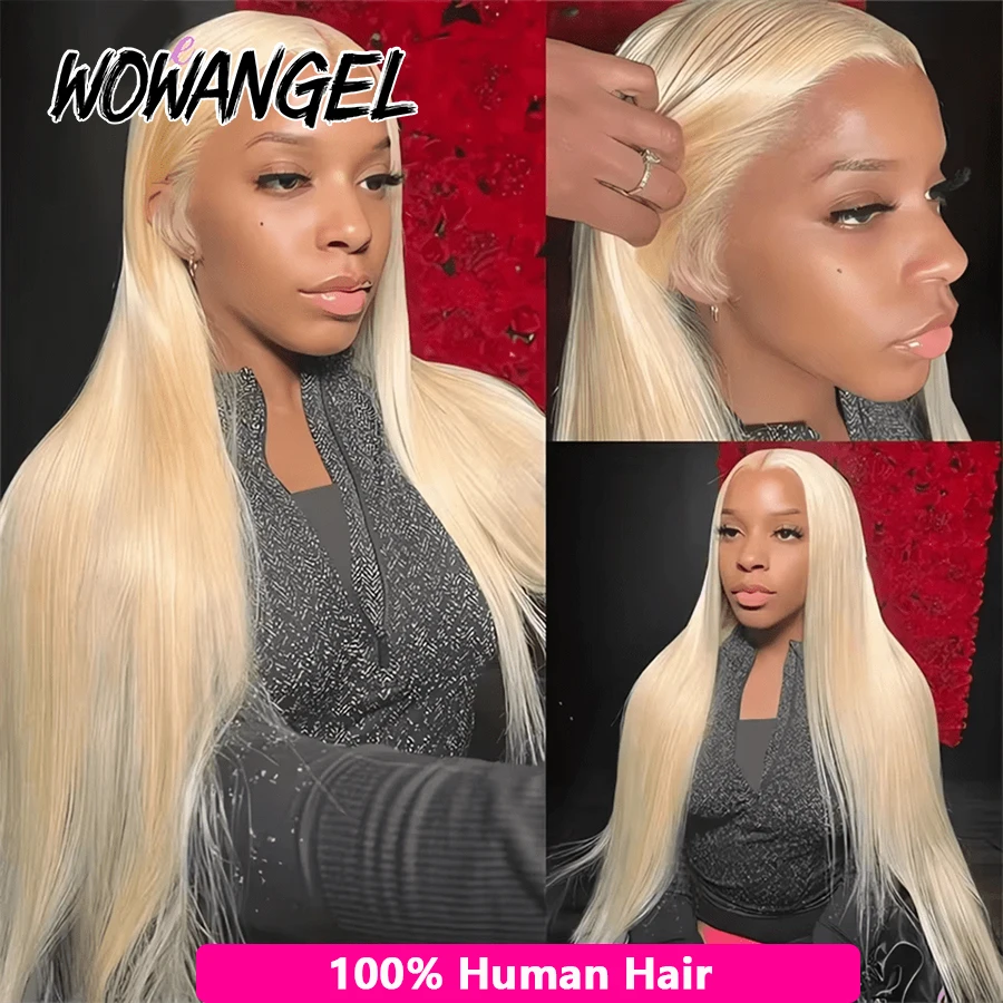 WOWANGEL 250% 613 Blone HD Lace Frontal Wig Bone Straight 13X6 HD Full Frontal Human Hair Wig PrePlucked Natural Scalp For Women 3