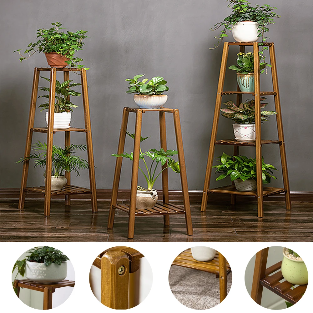 【Breeins】Vintage Tiered Indoor Plant Stand Solid Wood Display Shelf Plants Storage Decoration Home Office Outdoor
