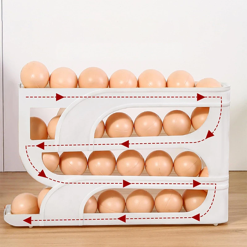 Egg Storage Box Automatic Roll-out Egg Storage Device Household Refrigerator Storage Box Egg Box Can Hold 30 Eggs High Quality Rack Kitchen
