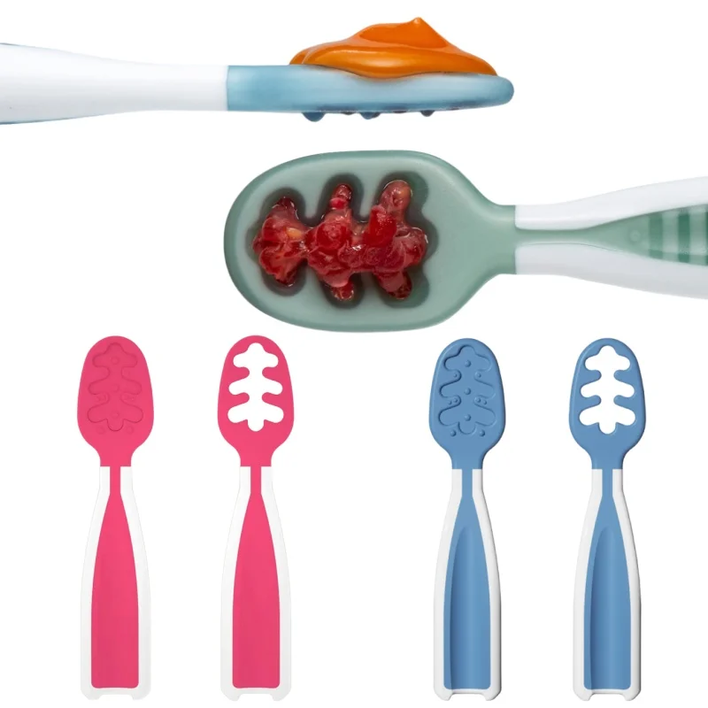 Baby Spoons Set 2Pcs Toddler Self Feeding Food Utensils Baby Led Weaning Scoop Cutlery Learning To Eat Children's Tableware baby tableware set