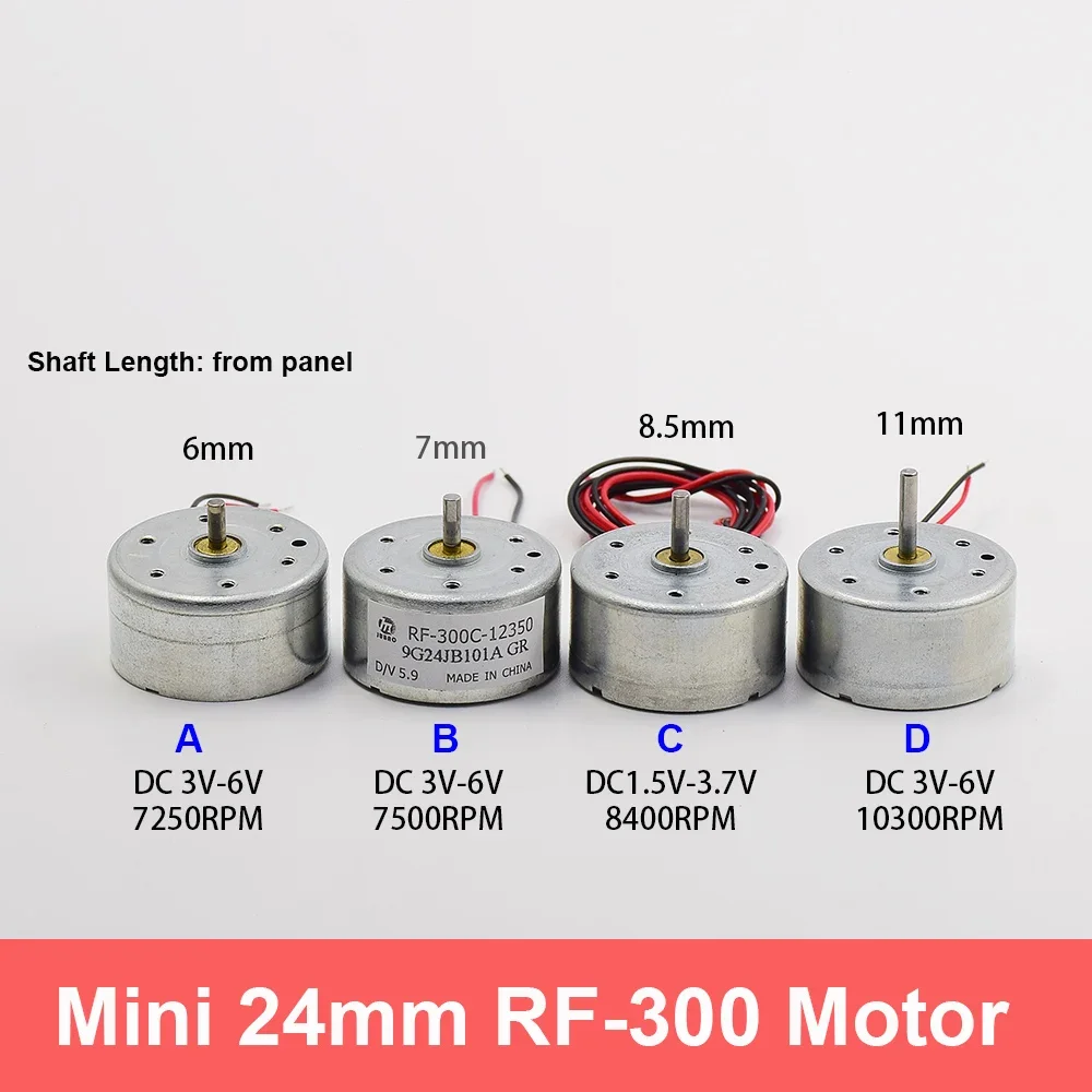 Micro 24mm Ronde RF-300 Moteur DC 3V- 6V 3.7V 5.9V pour Voiture Audio AV CD DVD Lecteur Jouet Ventilateur