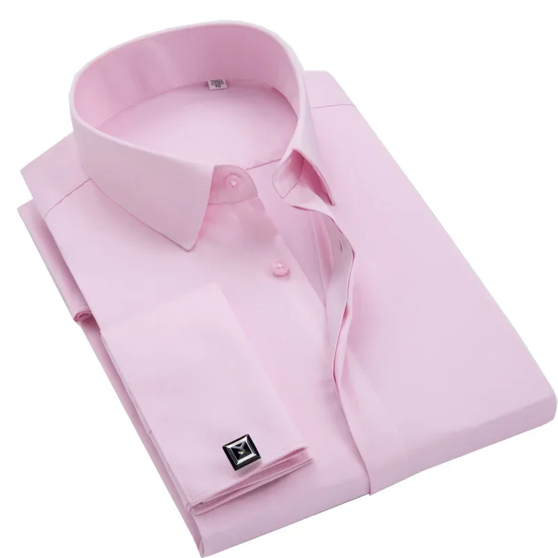 French Cufflinks Formal Classic Design Bamboo-fiber Men's Dress Shirts Long Sleeve Easy-care Shirt dress shirts