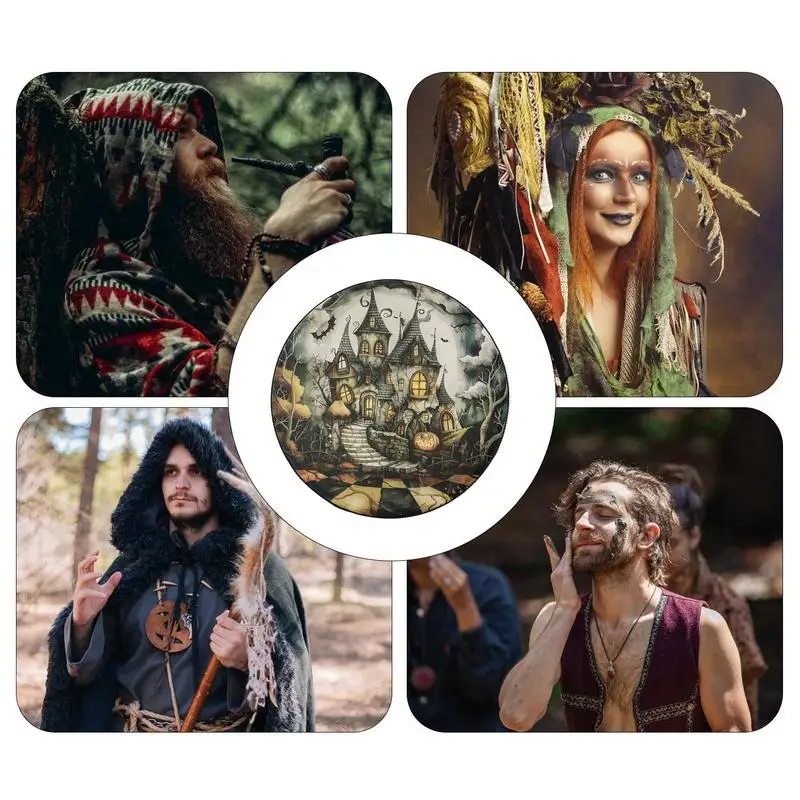 Halloween Shamanic Drum Halloween Shaman Hand Drum 10 Inch Pattern Shaman With Stick Spiritual Instrument