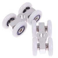 2Pcs Shower Room Copper Four-wheel Hanging Pulley Roller For Bathroom Glass Slide Door Waterproof Bearing Crane Toilet Door 1