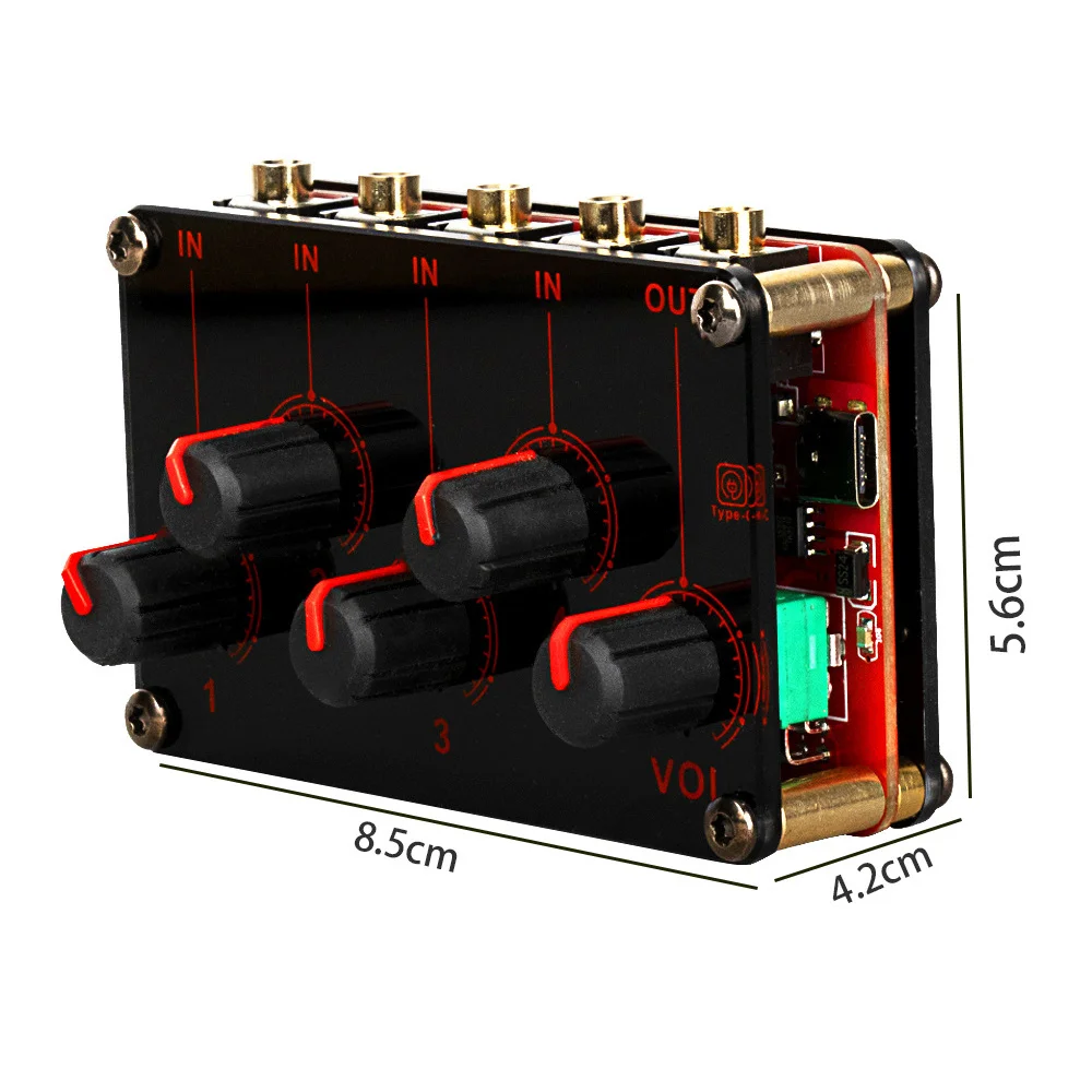 4 Channel Stereo Audio Mixer USB 5V Power Line Portable Analog Sound Mixing Console