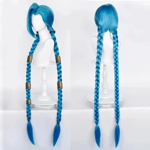 Длинный Плетеный Синий Парик LOL костюм Джинкс, парик свободной пушки со стандартными термостойкими синтетическими волосами, парик с шапочкой