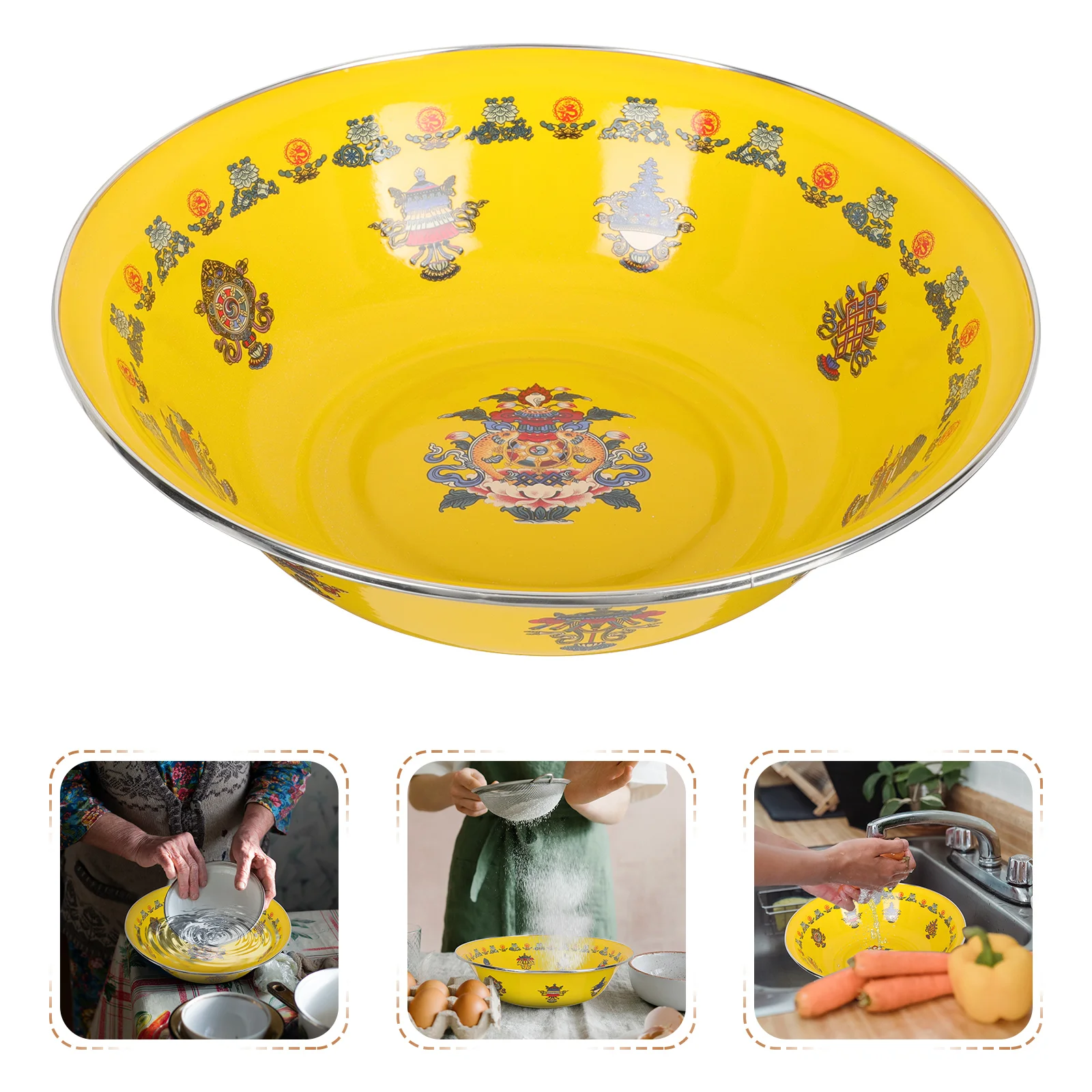 

Bowl Enamel Basin Mixing Bowls Vintage Enamelware Candy Eggs Wash Storage Plates Retro Pitcher Salad Enameled Dishes And