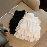 Sweet Puffy Cake Women Skirts Korean Fashion Ruched Ruffle Mini Skirt Campus Harajuku Casual Versatile Elastic Waist Solid Skirt - Image 2