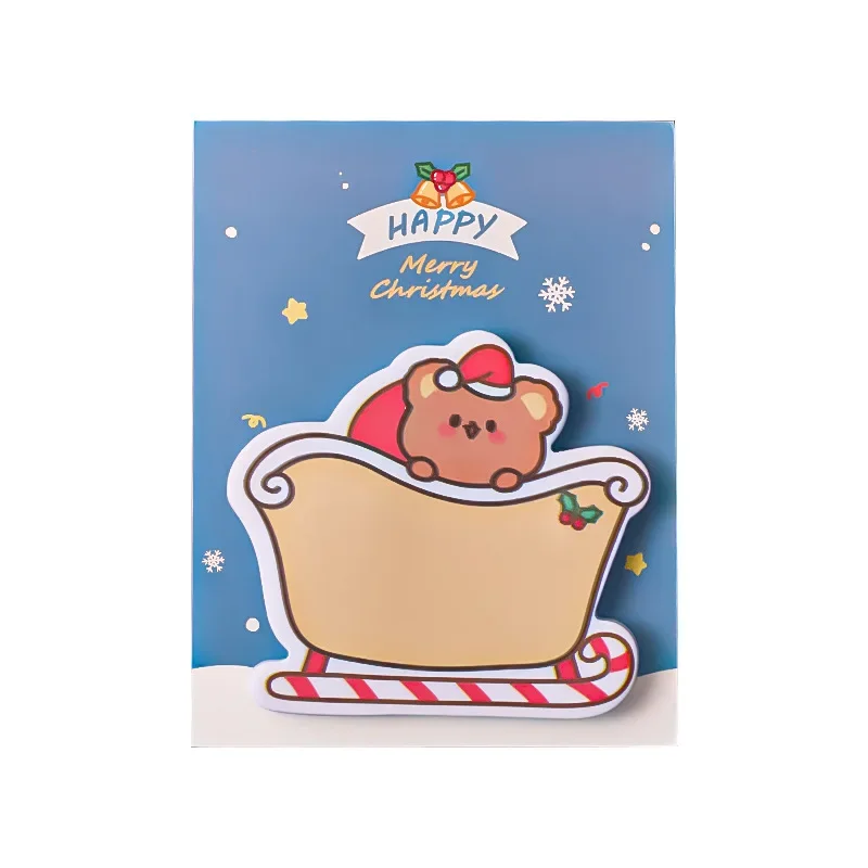 5Pcs/Lot Kawaii Cartoon Little Bear Christmas Post Sticky Notes Cute Bear Sled Snowmen Memo Pad School Office Pasted Notebook 5