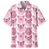 Cartoon Pig Pattern Hawaiian Shirt For Men 3D Printed Animals Short Sleeves Summer Lapel Oversized Shirts Street Button Blouses 1