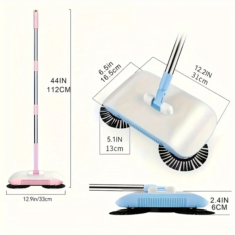 Household Automatic Cleaning Mop- Hand Pushed Sweeper Household Sweeping and Mopping Integrated 2-in-1 Mop Broom and Dustpan Set