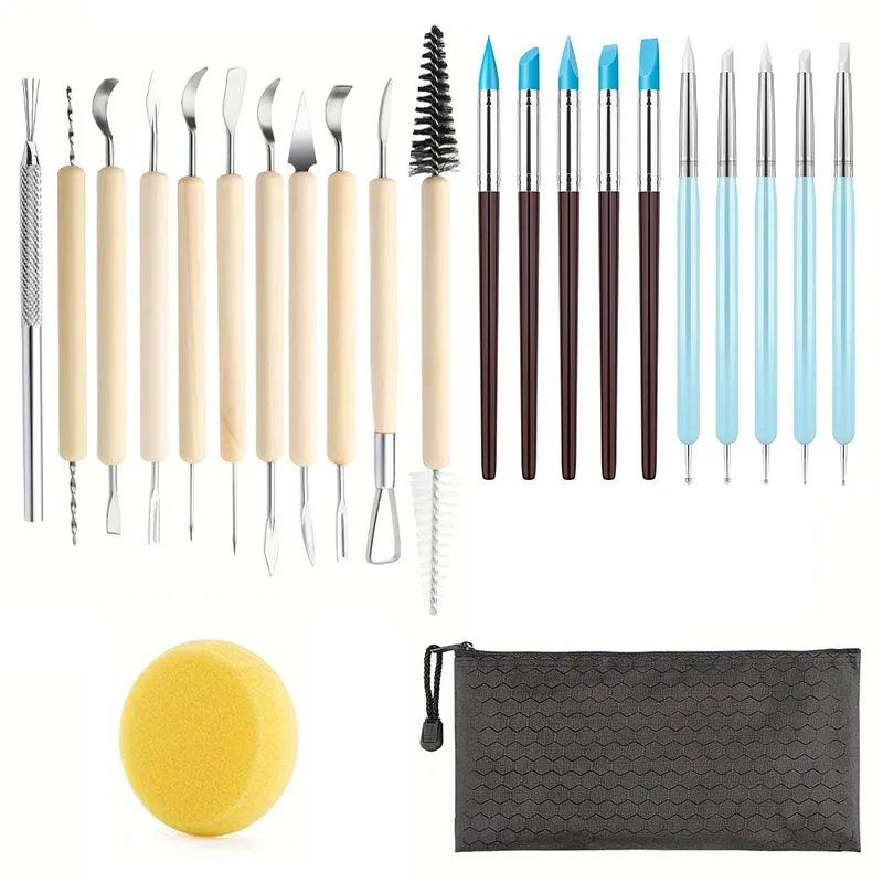 Kit Di 27 Strumenti Per Argilla Polimerica E Ceramica – Set Completo Per Modellare, Intagliare E Scolpire