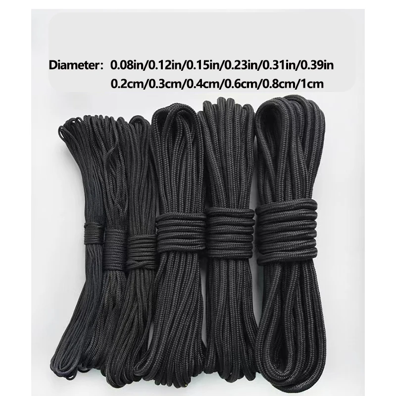 Durable Black Nylon Strap - Versatile Outdoor and Camping Utility Rope, 19 Meters