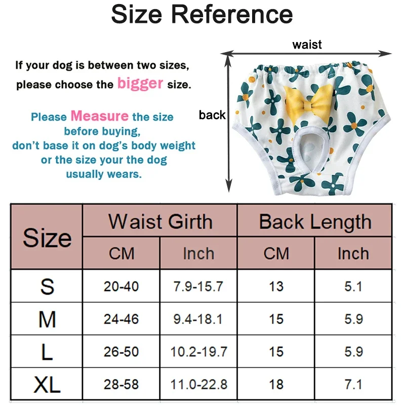 Dog Diapers Pet Diapers Dog Nappies Dog Shorts Dog Washable Physiological Pants Pets Briefs Menstrual Underwear for Small Medium Dogs Period Panties Chihuahua Short Diapers