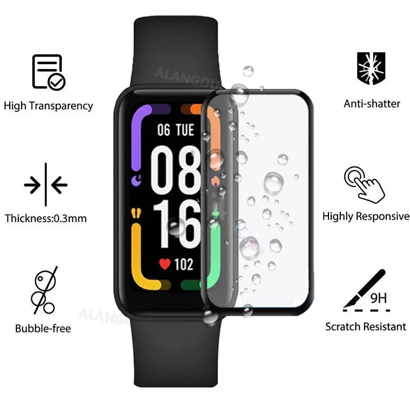 1/3PCS 3D Curved Tempered Glass For Redmi Smart Band Pro Full Cover Screen Protector Film For Redmi Band Pro Protective Glass