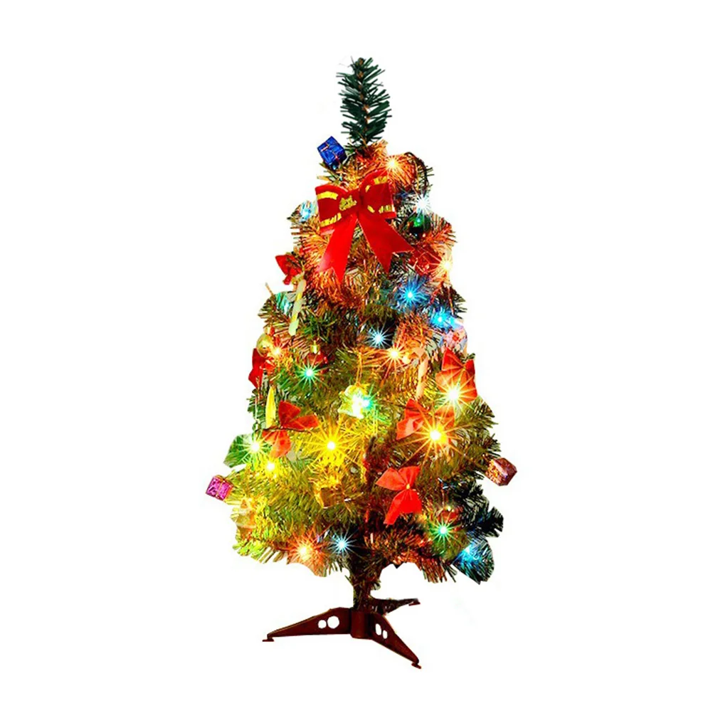 

Tabletop Xmas Tree with 45cm LED String Lights and Assorted Ornaments Bowknots, Pine Cones, Gift Boxes and Balls Ornaments for