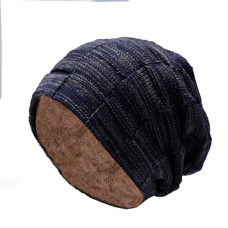 - Winter Hat for Men Women Pullover Hat Scarf Suit Plus Velvet Fleece Lined Children Thick Warm Beanie Hat Male Knitted Hat Caps