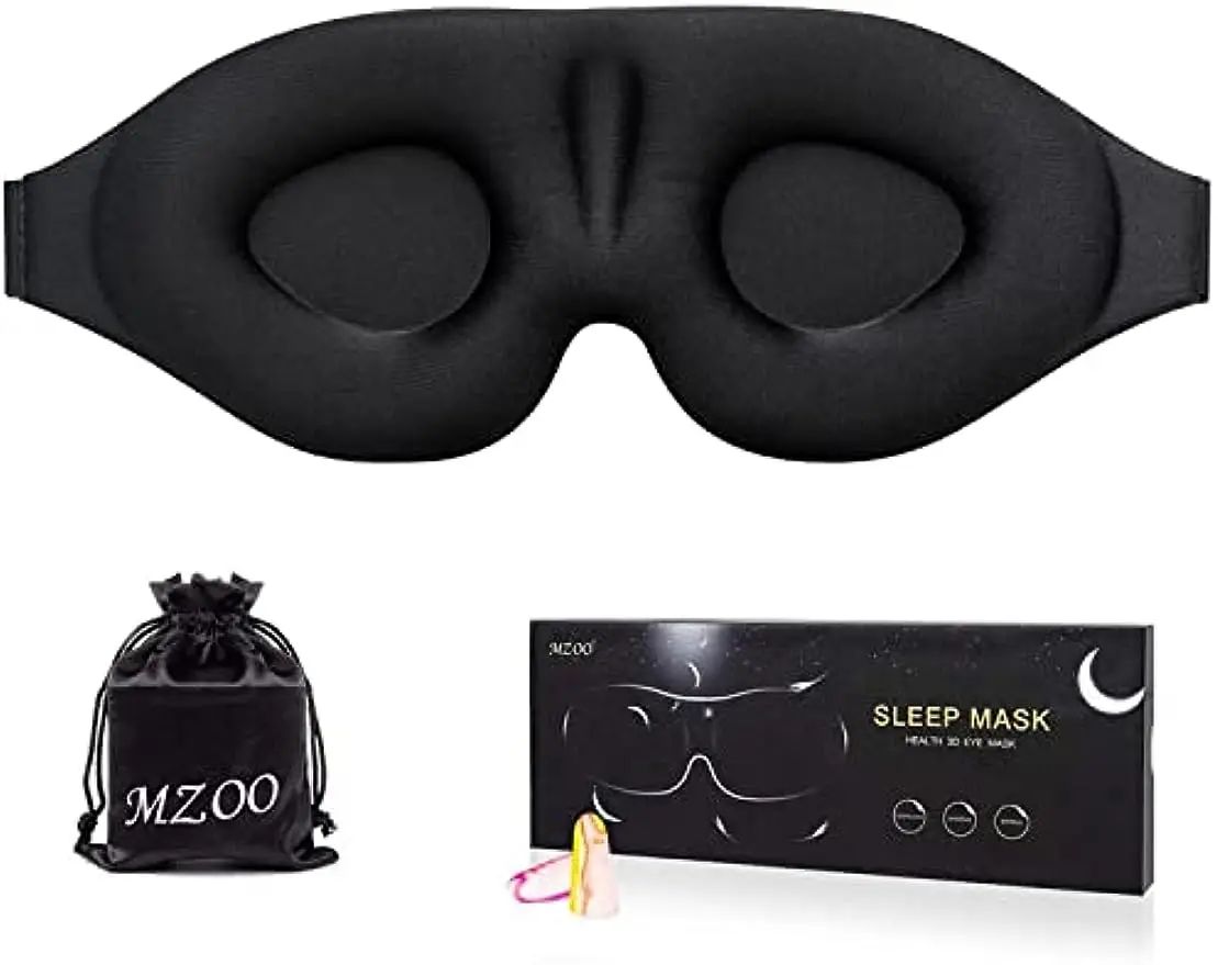 Sleep Eye Mask for Men Women, 3D Contoured Cup Sleeping Mask & Blindfold, Concave Molded Night Sleep Mask, Block Out Light, Soft