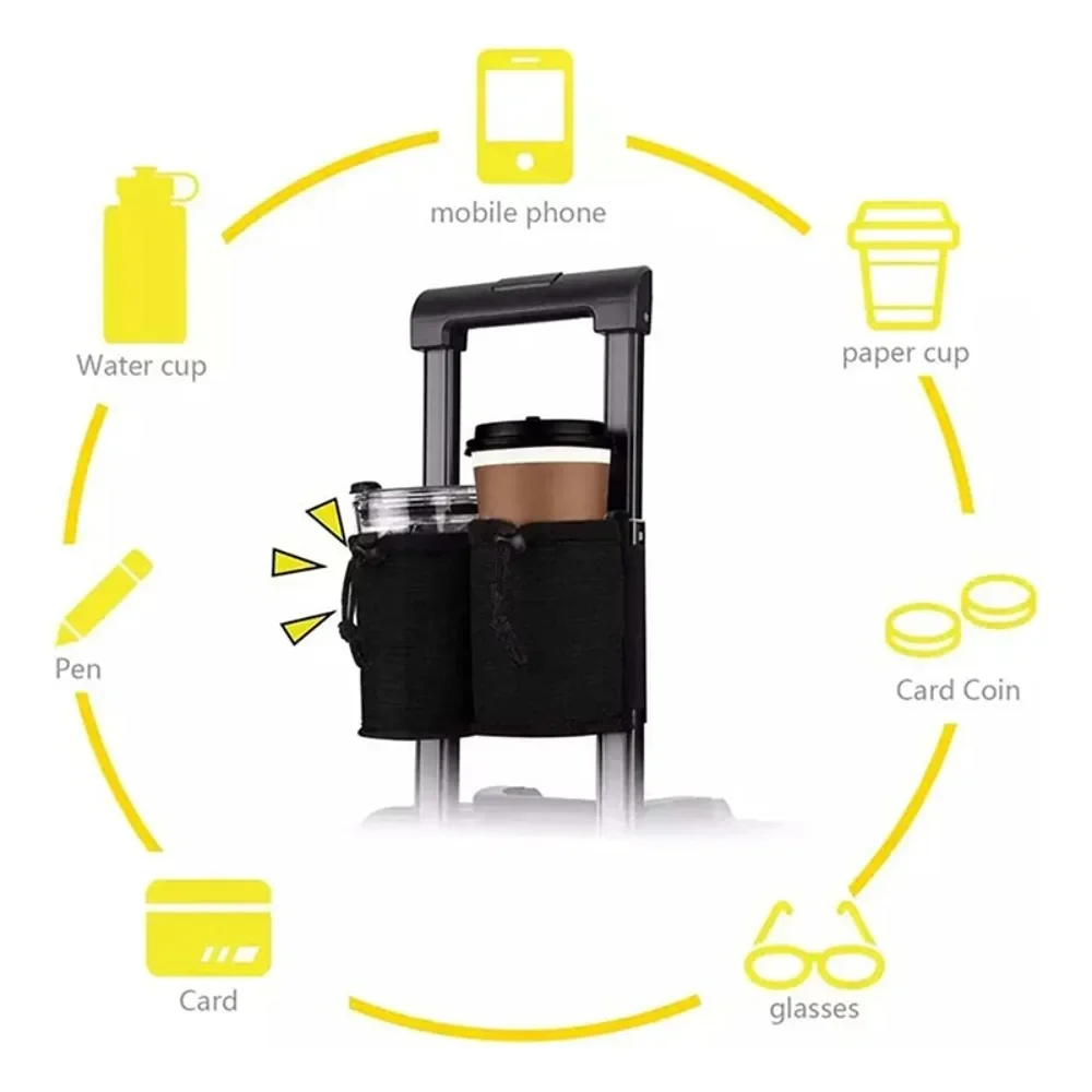 Travel Luggage Cup Holder Durable Free Hand Suitcase Drink Bag Travel Milk Tea Coffee Mugs Holder Fits All Suitcase Handles