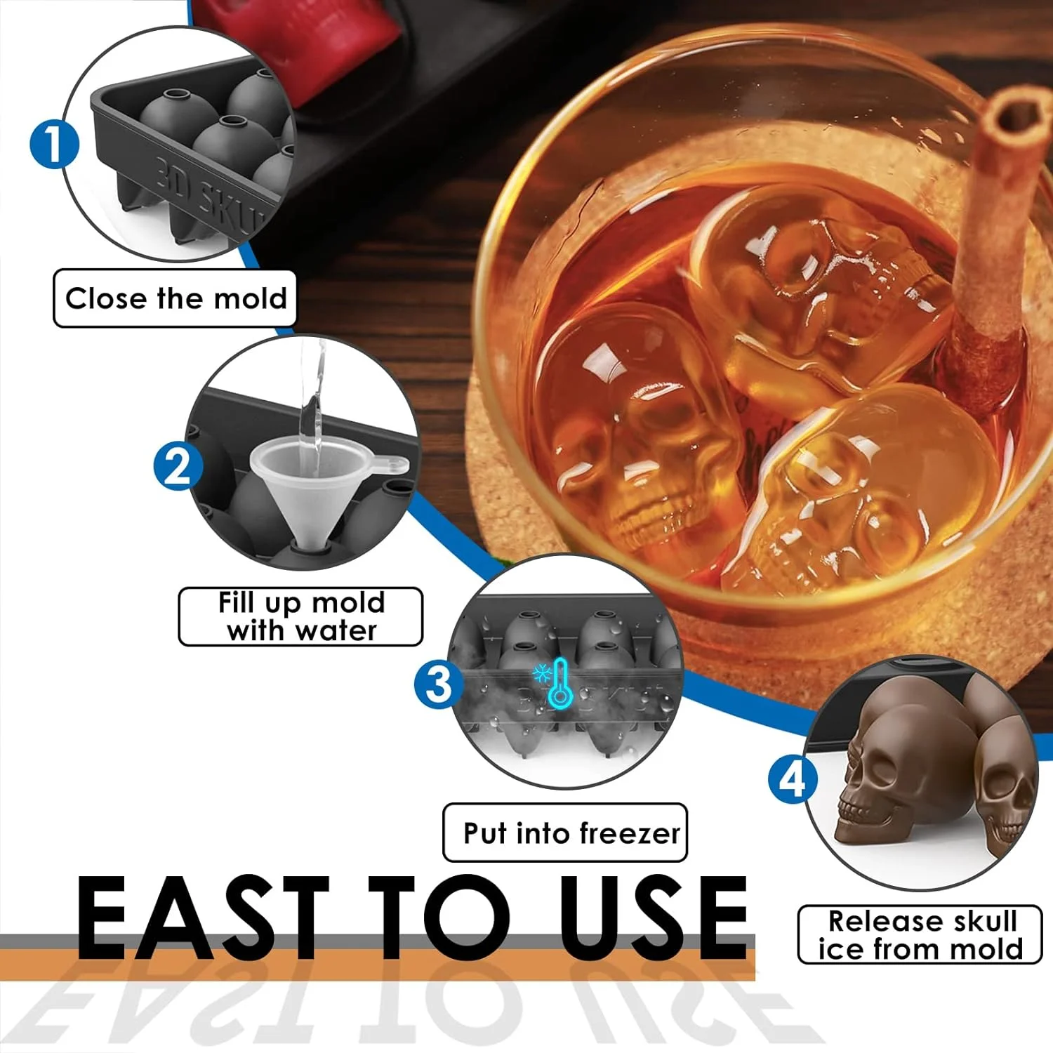 10-piece Skull Silicone Ice Cube Mould ice mold