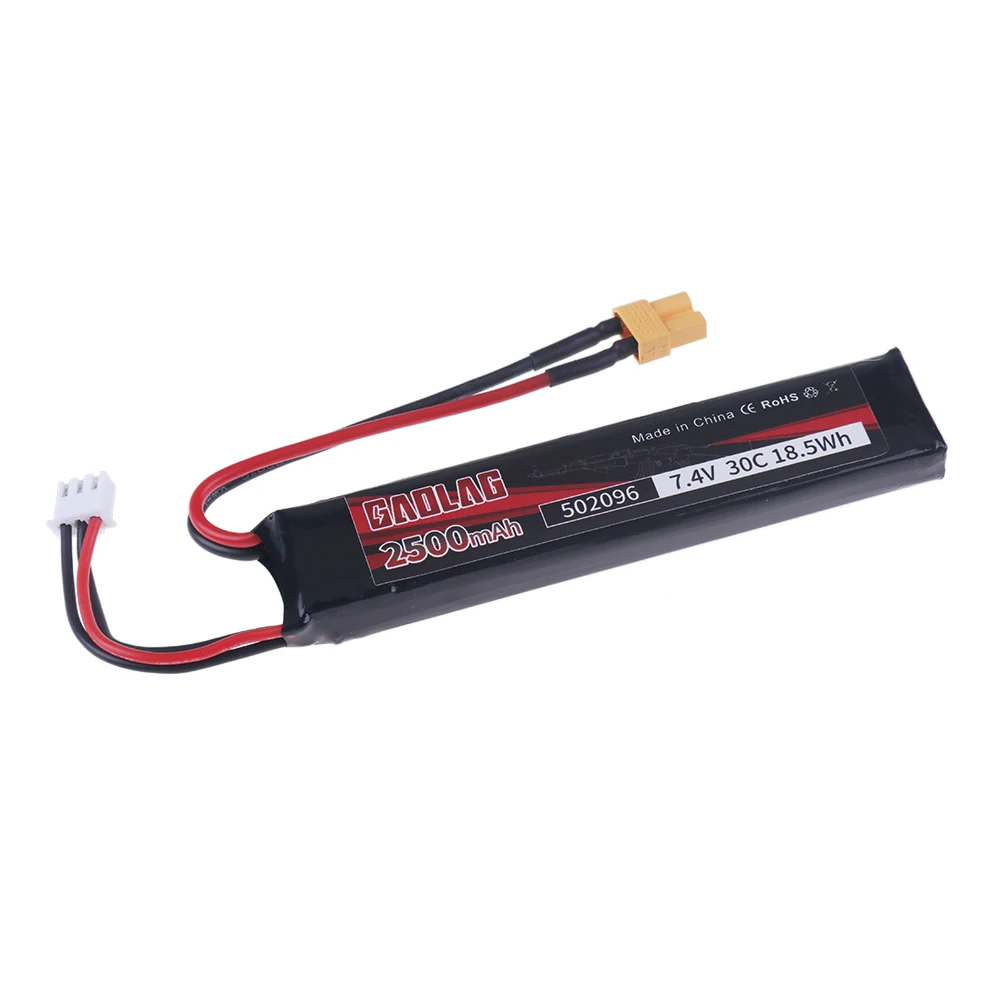 1 do 5 sztuk pistoletu na wodę bateria Lipo 7.4V 2500mAh do pistoletu pneumatycznego Mini Airsoft BB zabawki elektryczne części do zdalnego sterowania 2s 7.4v wtyk XT30