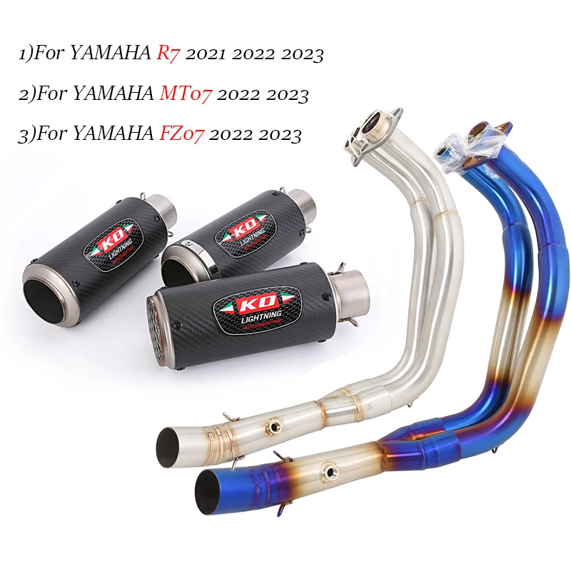 

Exhaust System For YAMAHA YZF-R7 MT07 FZ07 2022 2023 Motorcycle Exhaust Front Link Pipe Slip On 51mm Carbon Fiber Escape Muffler