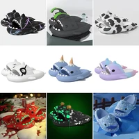 Luminous Christmas Shark Slippers Men Pirate Milk Cow Soft Sandals Adult Bathroom Non-slip Flip Flops Couple Outdoor EVA Shoes 1
