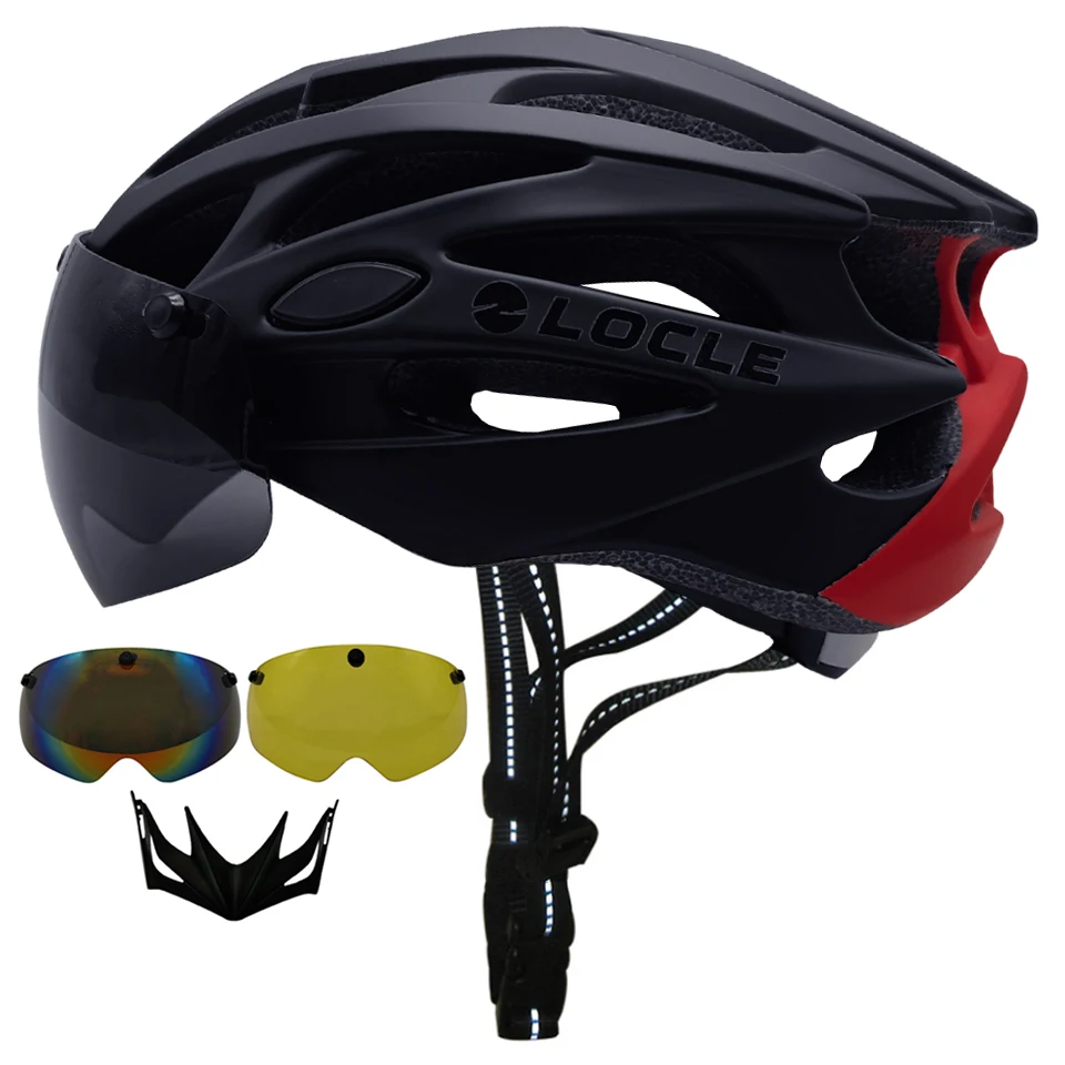 Locle Goggles Cycling Helmet Road Mountain Mtb Bicycle Helmet