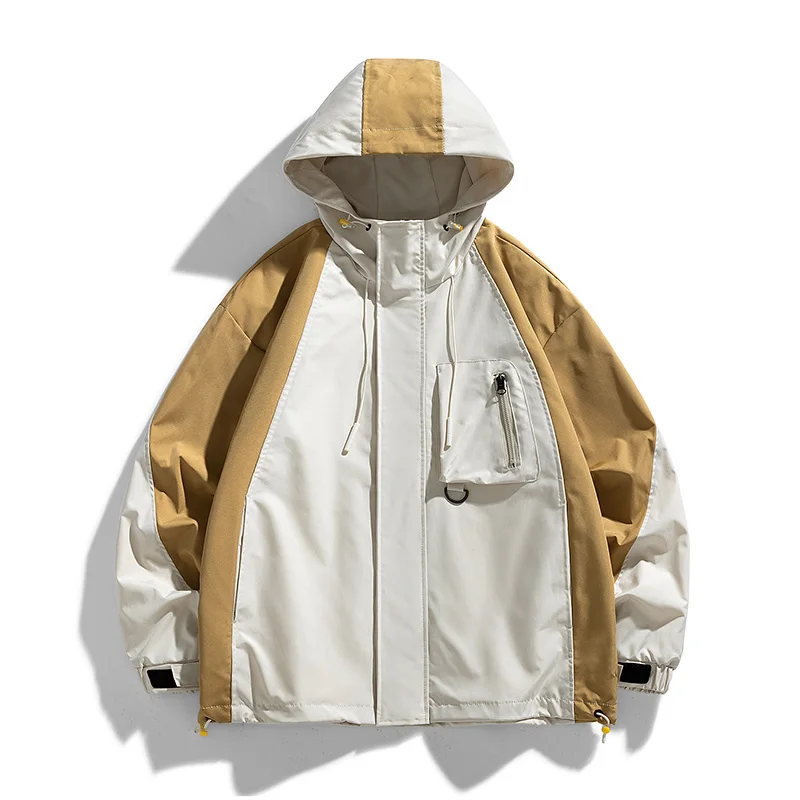 

Men's Casual Jacket 2023 Autumn New Outdoor Trendy All-Matching Hooded adjustable elastic band pocket zipper comfort loose coat