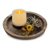 1Pc Round Wooden Tray Candle Holder Kitchen Countertop Multi-purpose Tray Home Decor for Farmhouse Dinning Table 1