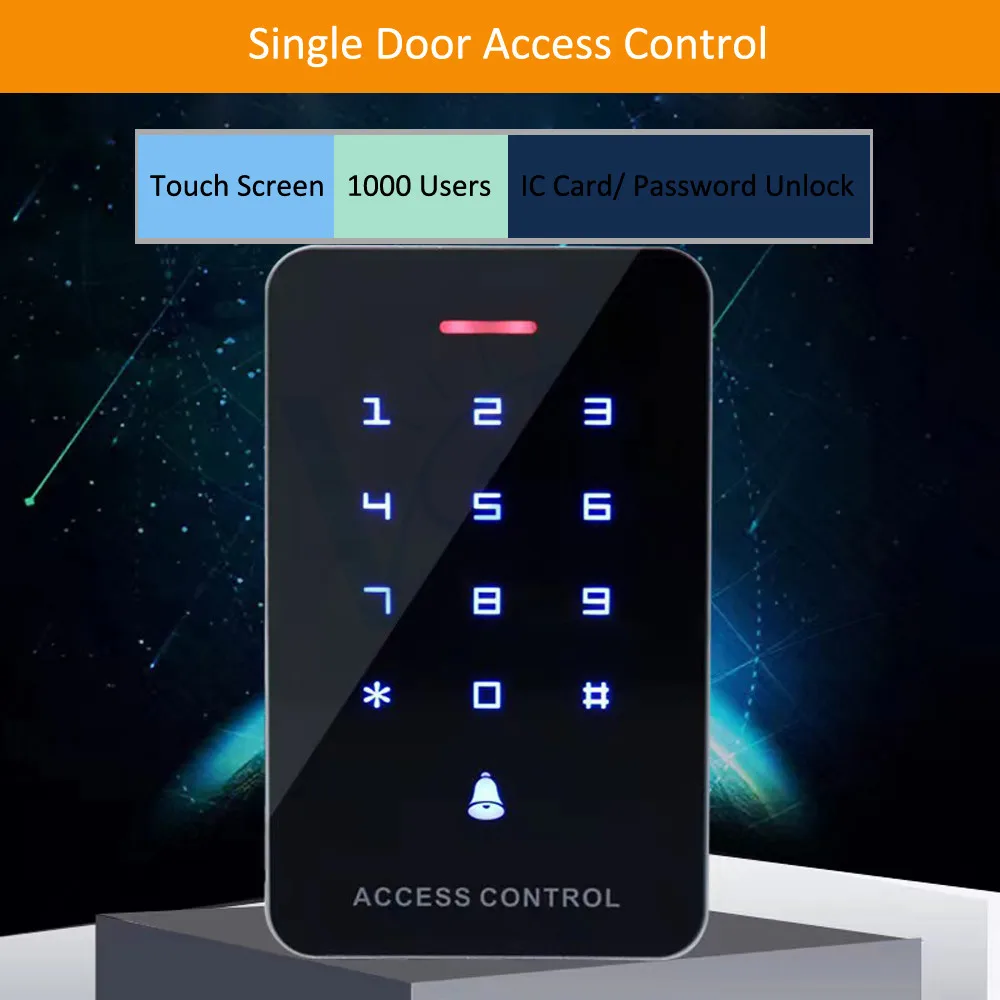 Touch Screen Single Door Access Controller 13.56Mhz IC Card Password Unlock Intelligent Building Intercom WG Reader 1000 Users