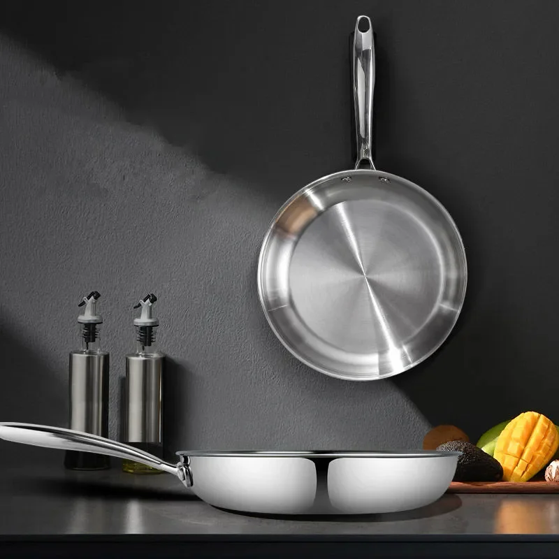 

304 stainless steel thickened frying pan frying pan non-stick frying steak egg pancake frying pan household uncoated