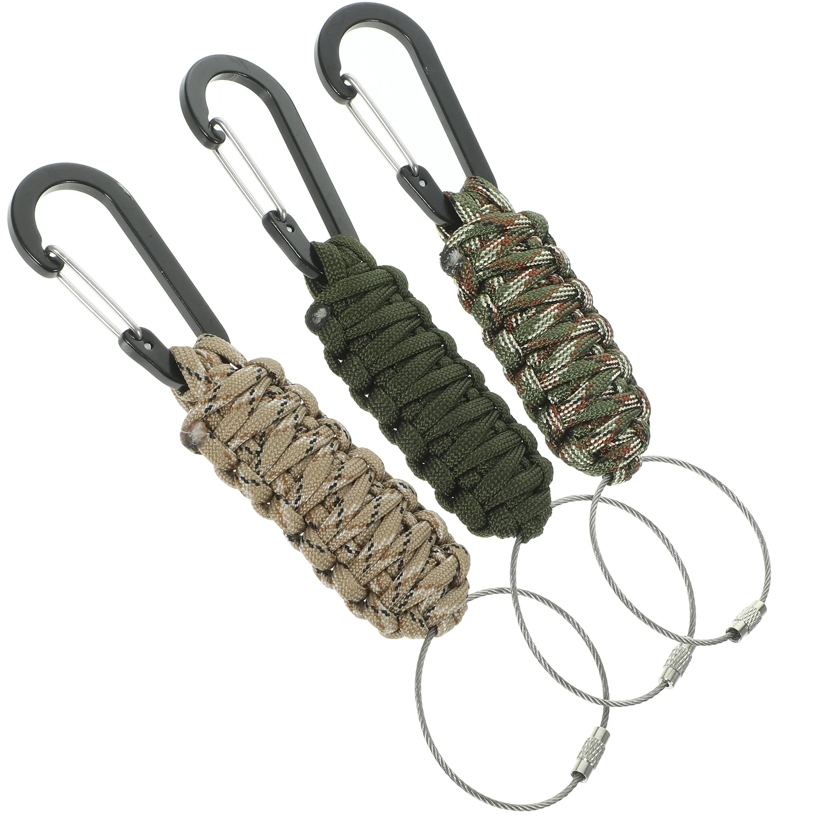 

3 Pcs Outdoor Key Chain Pendant Rings Lanyards for Keys Durable Keychains Clip Camping Flashlight Carabiner