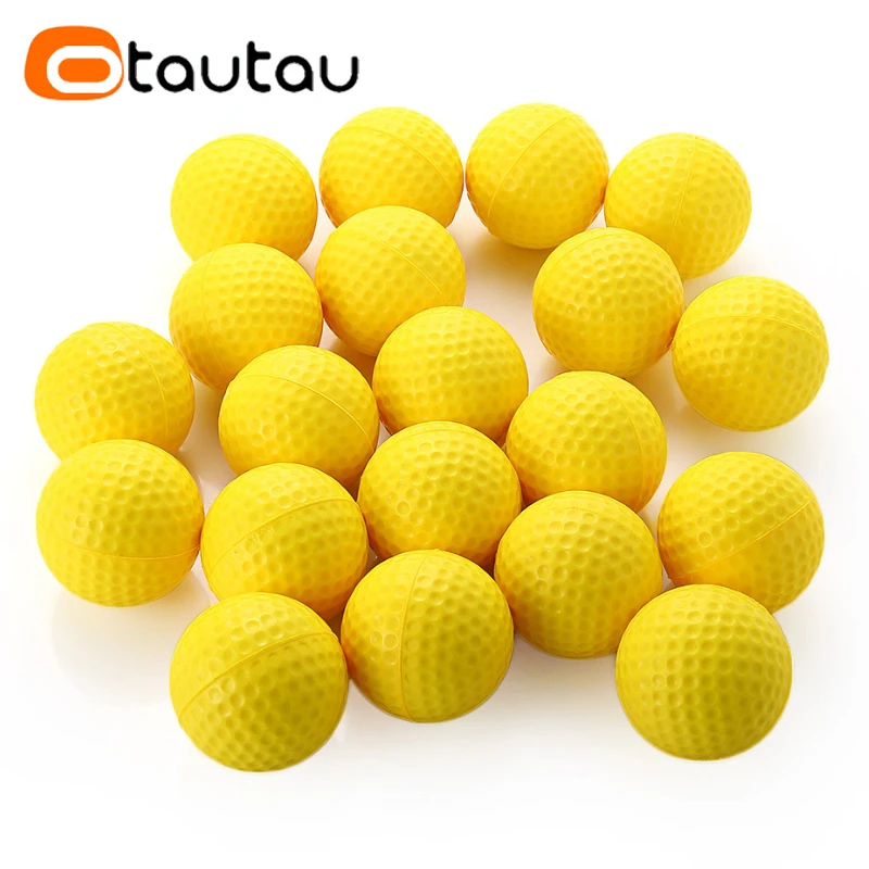 OTAUTAU 10Pcs Yellow PU Foam Golf Balls Diameter 42.6mm Sponge Elastic Indoor Outdoor Practice Training 5