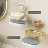 Butterfly Suction Cup Soap Dish Bathroom Wall-mounted Double-layer Drain Soap Dish Storage Rack Soap Rack 1