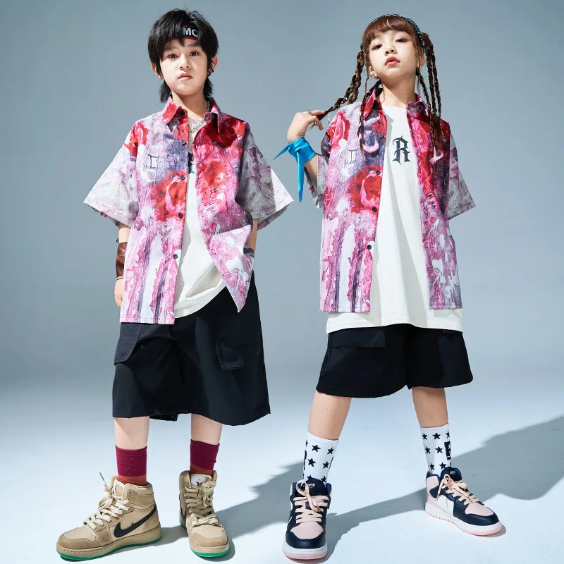 

Kids Hip Hop Clothing Short Sleeve Shirt Black Shorts Casual Street Dance Wear Jazz Performance Clothes Hip Hop Teenage Wear