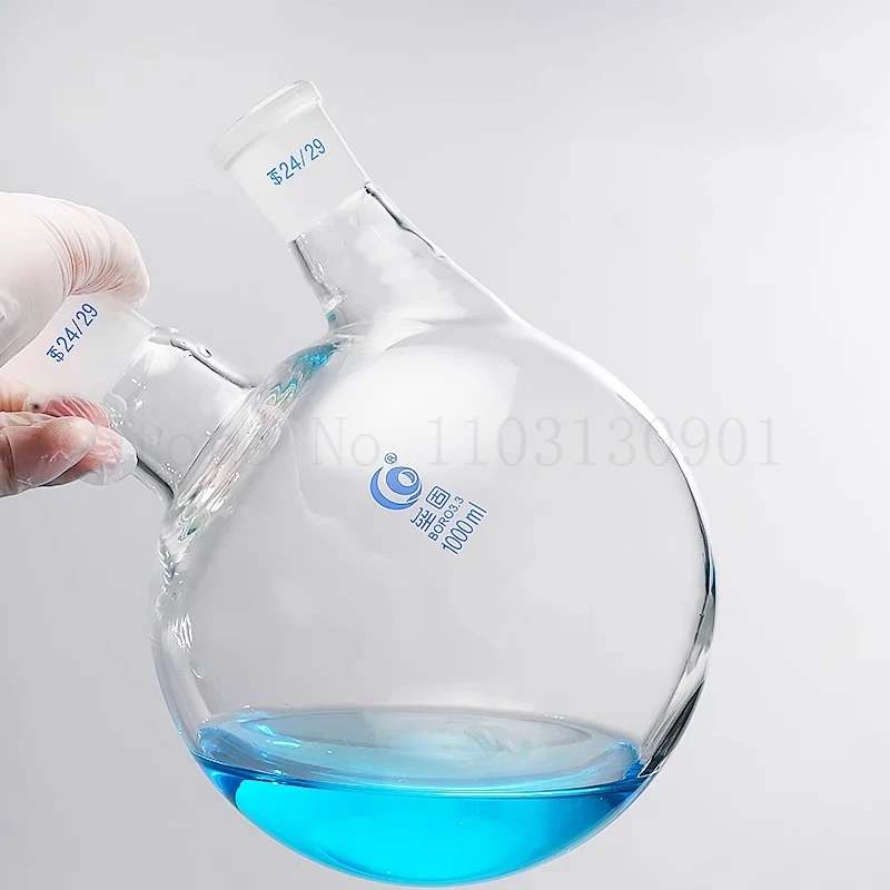1pc 50ml-1000ml #24 Laboratory Distillation Flask Lab Straight/Oblique 2 Necks Round Bottom Glass Flasks