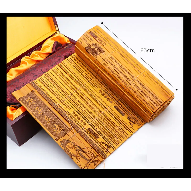 Ancient Chinese Cultural Classical Scroll Slip Bamboo Wooden Slips, Home Decor, Bilingual Sun Zi Bing Fa, The Art of War