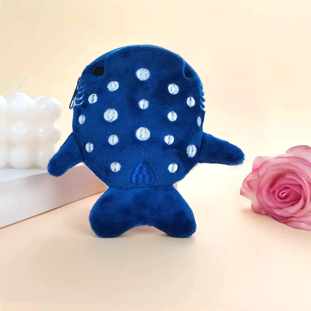 Cute Blue Small Whales Coin Purse Plush Zipper Coin Wallet