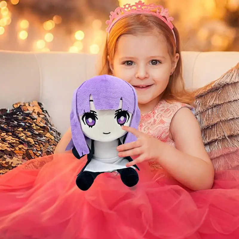 

Пурпурная мягкая игрушка для девочки, супер милая пушистая хлопковая плюшевая кукла с синими и серыми волосами, плюшевая игрушка с аниме персонажем, детский подарок на день рождения