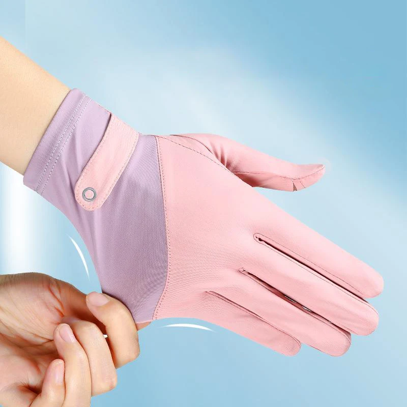 Women Sunscreen Gloves Resistant Breathable Summer Five Finger Ice Silk Gloves Anti-slip Sun Protection Driving Mittens UV sunscreen gloves