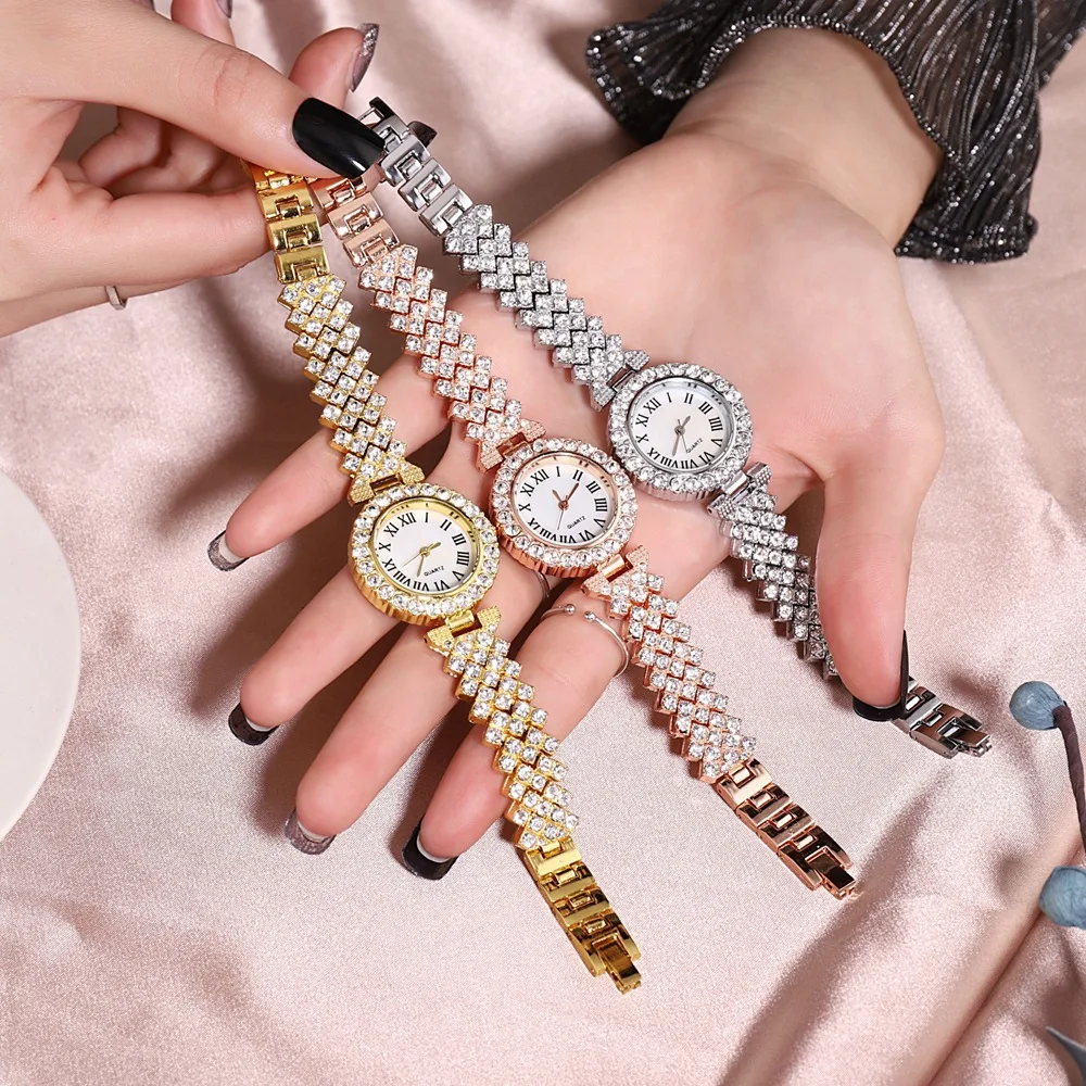 Exquisite Luxury Diamond Gold Watch For Women Bracelet Watches Steel Belt Quartz Ladies Wristwatch Fashion Women's Watches Clock