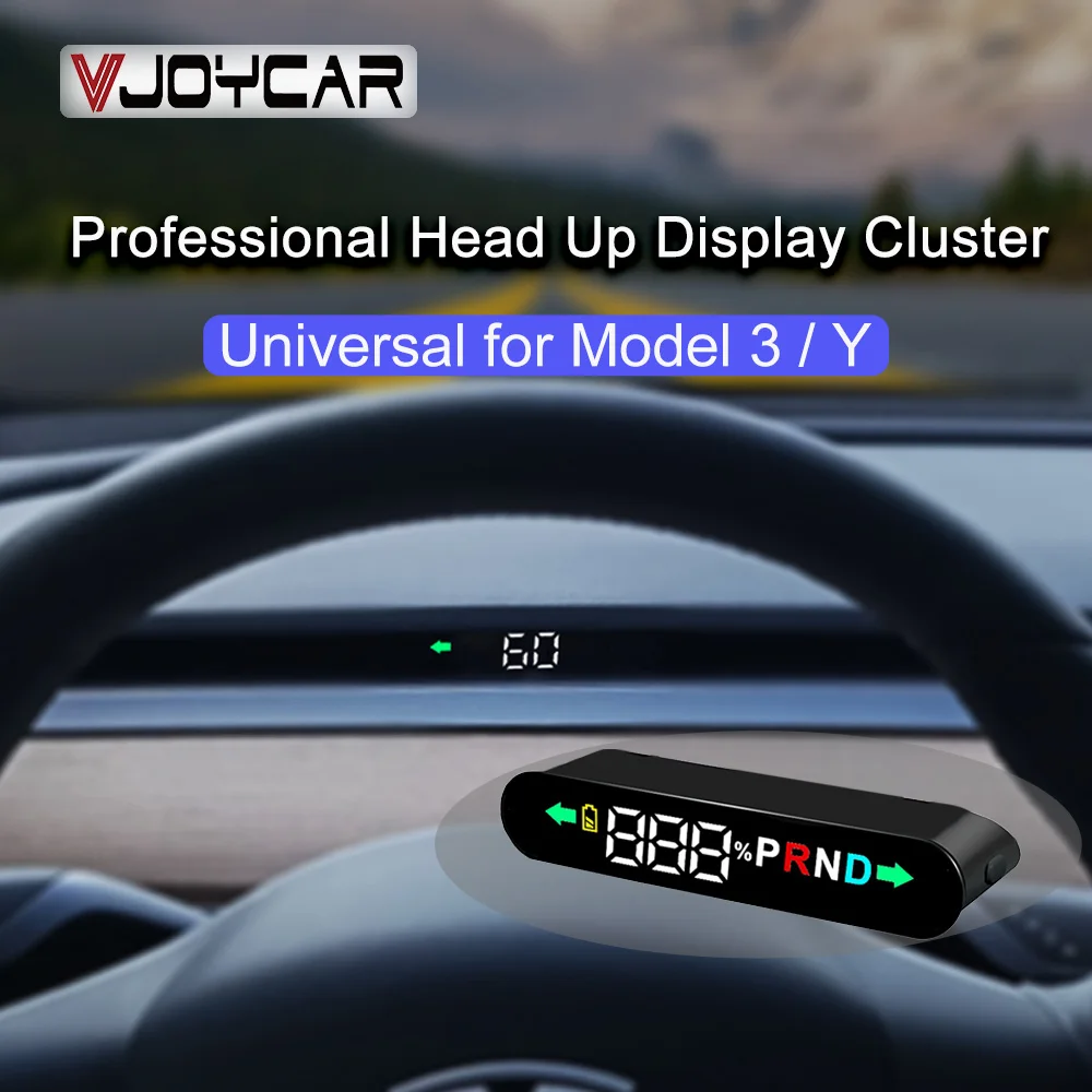 Vjoycar 2023 Newest Model 3/Y Dashboard Hidden HUD Cluster Dash Speedometer MPH KMH Special Design Installation at Air Duct 2021 p17 newest dual system head up display obd2 hud gps digital speedometer tachometer oil coolant temp turbo boost