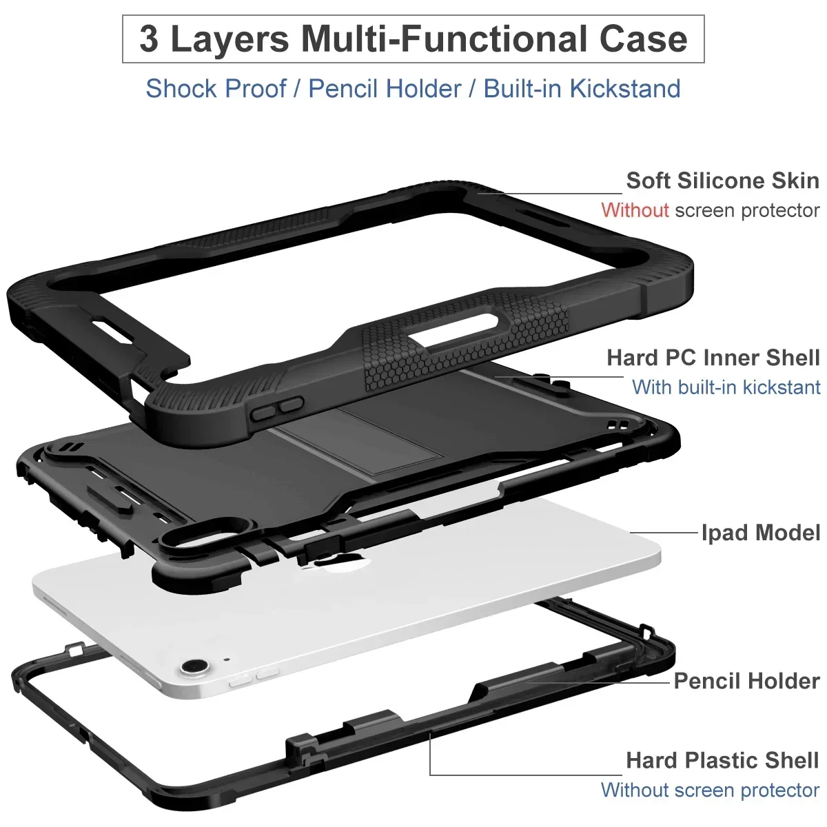 Durable Kids Stand Cover for iPad - Shockproof Protective Case
