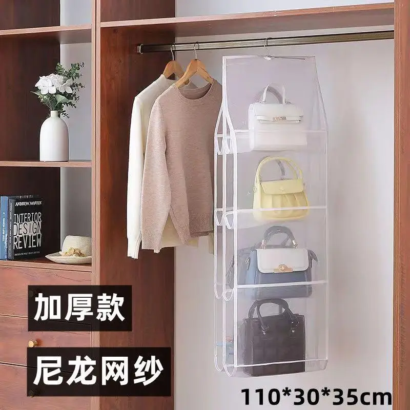 6/8 Grid Handbag Hanging Organizer Multi-layer Foldable Dustproof Oxford Cloth Handbag Storages Bags For Family Closet Bedroom 2
