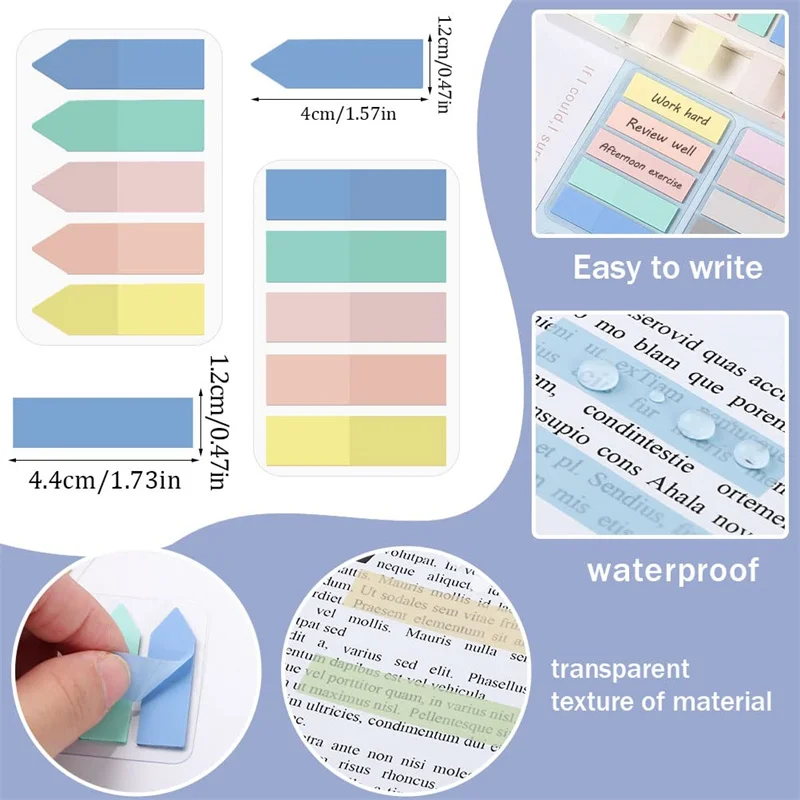 Index Tabs Flags for Annotating Books, Transparent Writable Book Markers Page Flags for Reading, Page Tabs for School Office 5
