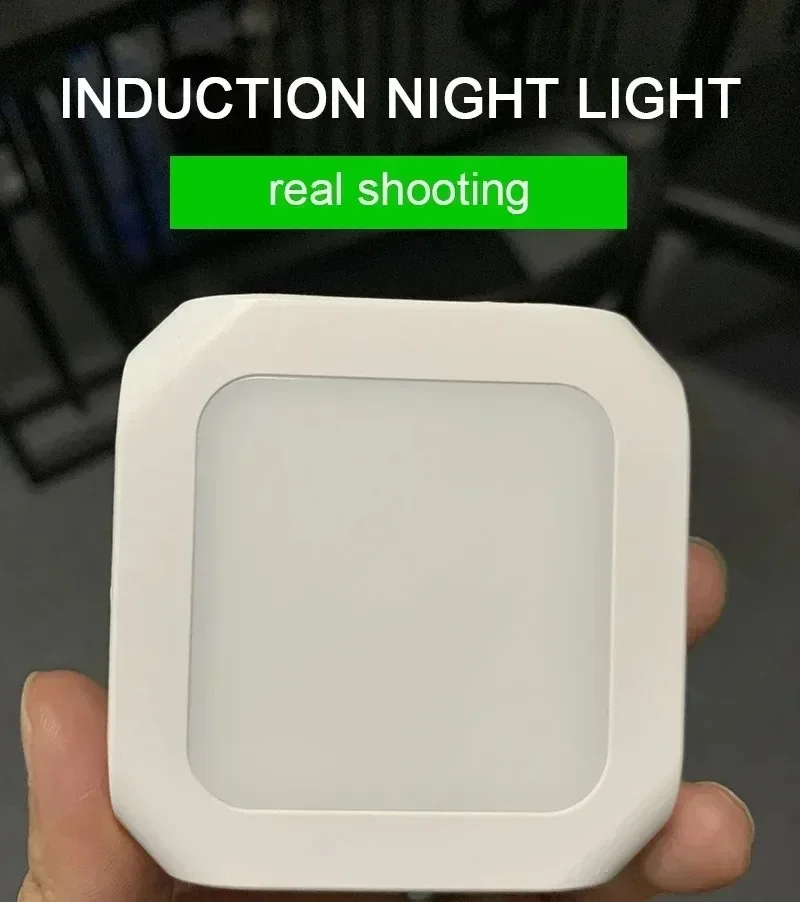 Mini LED Night Lights Plug-in Motion Sensor Light Dimmable Energy Saving Square Lamp for Under Cabinet Kitchen Living Room Aisle